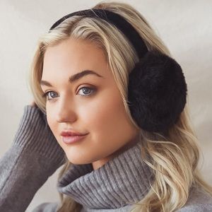 OVERSIZED Black Faux Fur UNISEX Super Soft Earmuffs